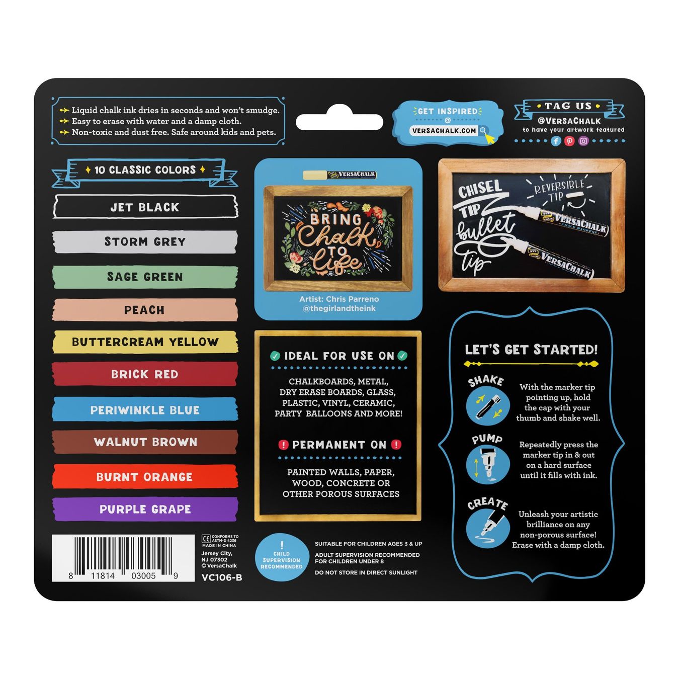 Penna & Evidenziatori: VersaChalk- Classic Flüssigkreide Marker 10er Set mit 5mm – Nuovo e nell'imballaggio originale da Walenstadt venduto da Trend-24 2