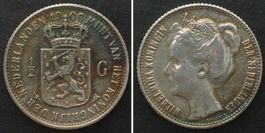NIEDERLANDE 1/2 Gulden 1906 WILHELMINA Silber ERHALTUNG! vz+