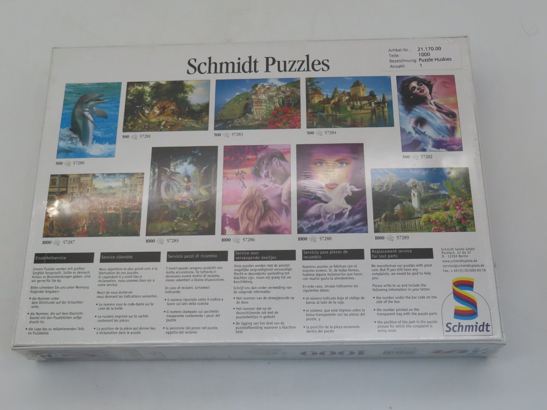 Puzzle: Schmidt Puzzle 1000 Husky Originalverpackt – Usato da Reinach BL venduto da WBZ-Flohmarkt 1