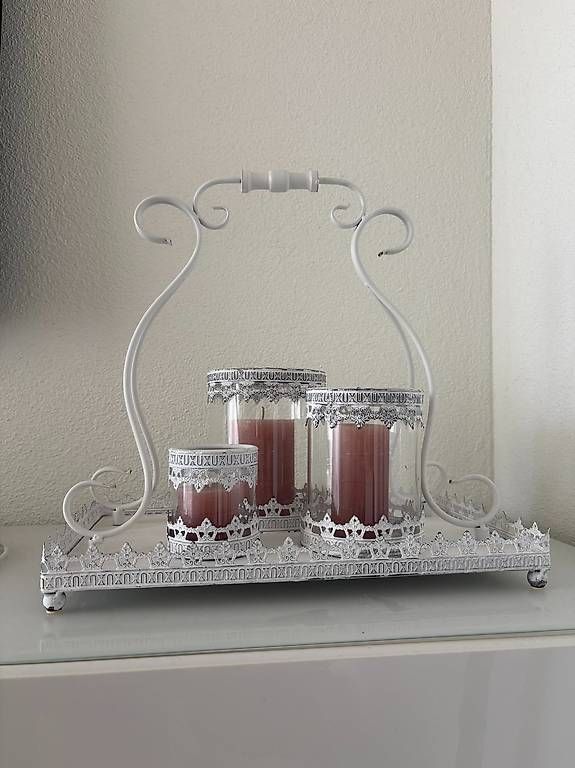 Kerzenständer: Kerzenständer Set mit Tablett shabby chic – Gebraucht aus Ruswil von Stern660 1