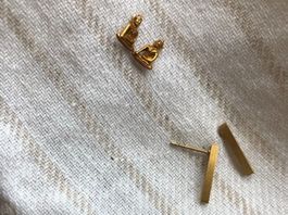 Vergoldete Ohrringe Buddha & Messing Rechteckig Minimalist