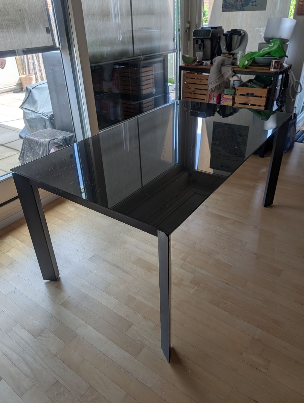 Tables: Eleganter Esstisch mit Glasplatte, Anthrazit/Schwarz – D'occasion à Worb par kunz1992