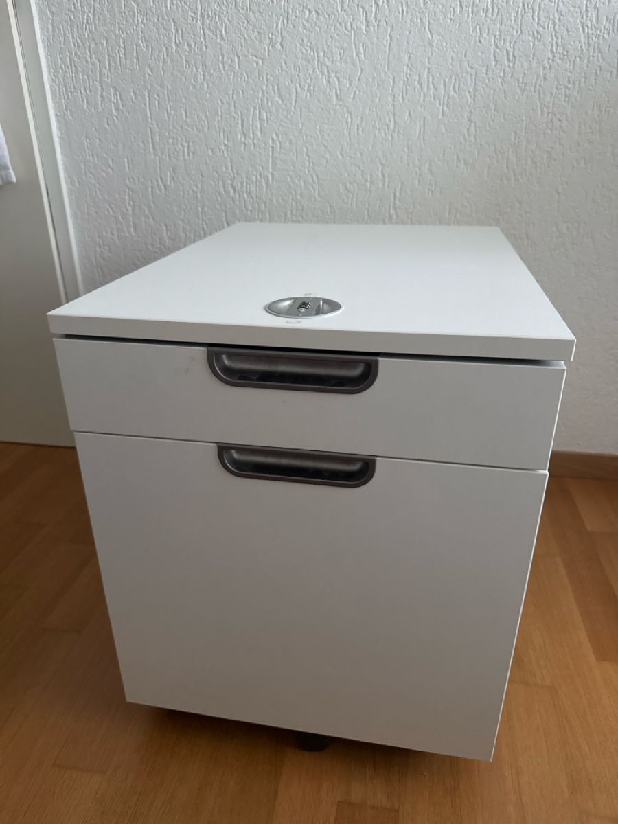 Korpus: Rollcontainer weiss mit zwei Schubladen abschliessbar – Gebraucht aus Hochfelden von ber_t9jf