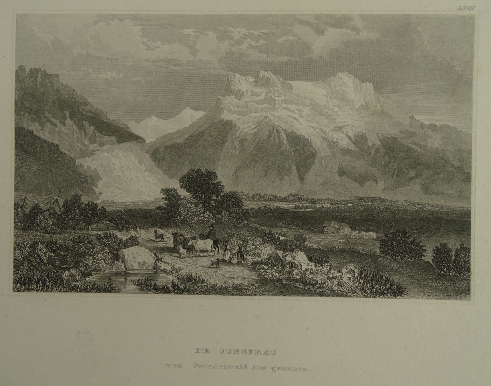 Incisioni: DIE JUNGFRAU, STAHLSTICH UM 1850 – Usato da Grüningen venduto da Kartensammler 1