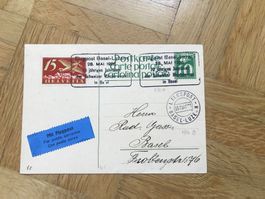 1926 Flugpostkarte nach Basel (Luzern)