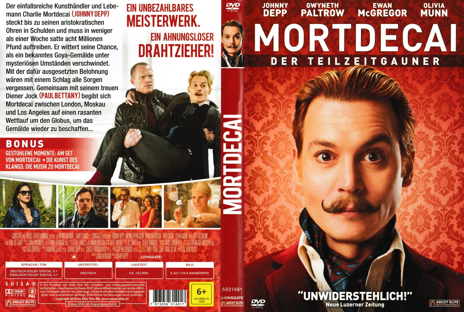 Alle DVDs: DVD - Mortdecai - Der Teilzeitgauner – Gebraucht aus Langnau am Albis von MediaRescuerKeLoX