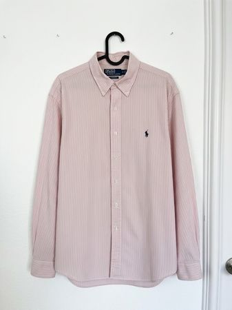 Ralph Lauren Herren Hemd gestreift rosa weiss gebraucht