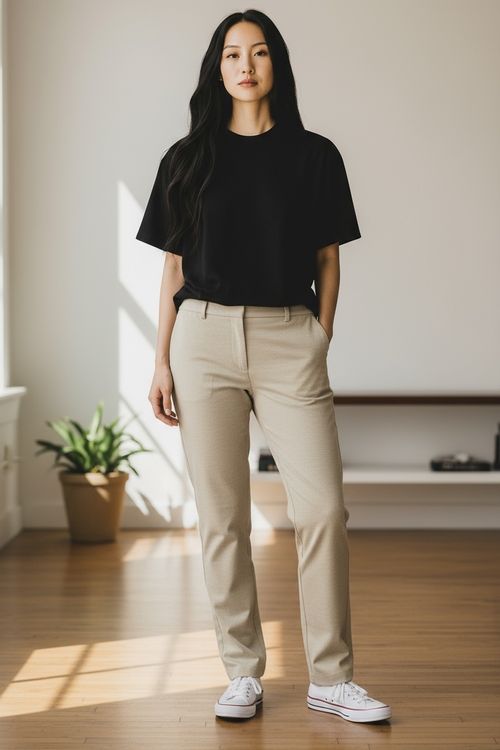 Pantalon Chinos Femme S.Oliver Taille 44 - Couleur Beige Cassé, Coupe Taille Haute, Style Décontracté, Occasion Très Bon état