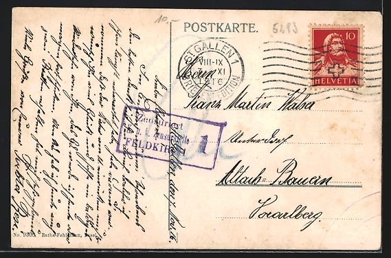 Cartoline postali: St. Gallen, Ortspanorama mit Rosenberg – Usato da Berlin venduto da bartko-reher 1