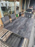 Gartentisch-Set Keramik & Edelstahl inkl. 4 Stühle
