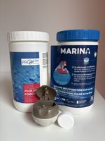 Poudre pH-Plus, pastilles de chlore et flotteur piscine/SPA