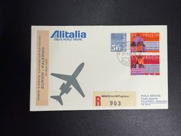 Alitalia Erstflugbrief Zürich-Palermo 1974
