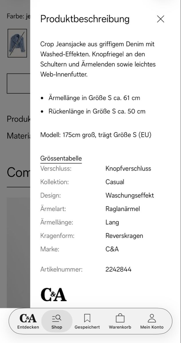 C&A Giacche: C&A Jeansjacke Gr.S lockerer Passform – Nuovo (secondo la descrizione) da Zollikofen venduto da AureusManus 3