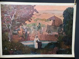 Vintage Schulwandbild PHILIPPUS UND DER KÄMMERER #F4 LxB 90x