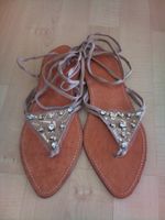 🤩SANDALEN MIT RIEMEN AUS LEDER & SILBER STRASS - NEU