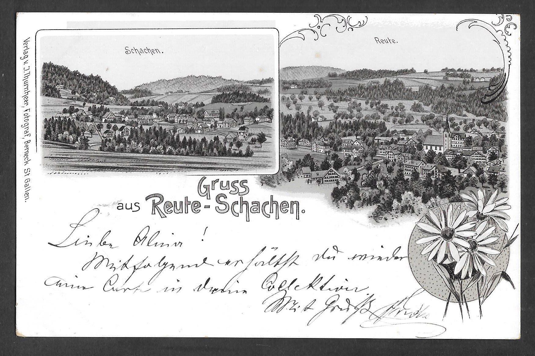 Ansichtskarten: Reute - Schachen braune Lithografie – Gebraucht aus Olten von clotaldi
