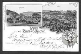 Reute - Schachen braune Lithografie