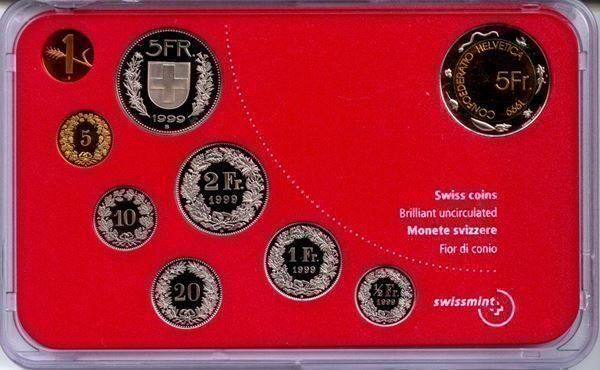 Alle Münzen: Schweizer Münzsatz 1999 stgl_TOP – Gebraucht aus Eggersriet von stamp303 2