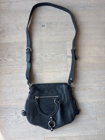schwarze Tosca Blu Ledertasche (echtes Leder)
