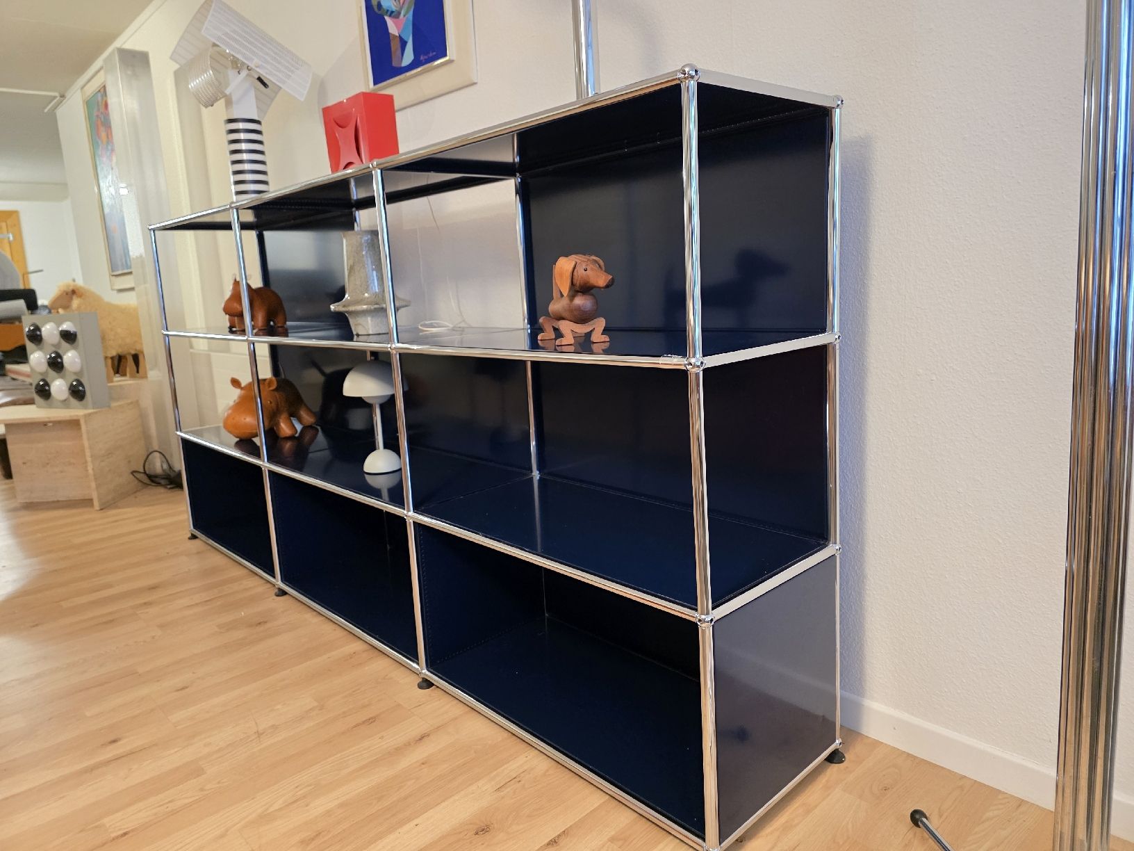USM Scaffali: Designer Regal USM Haller 3x3 dunkel blau – Usato da Lichtensteig venduto da Polsterwerk 3