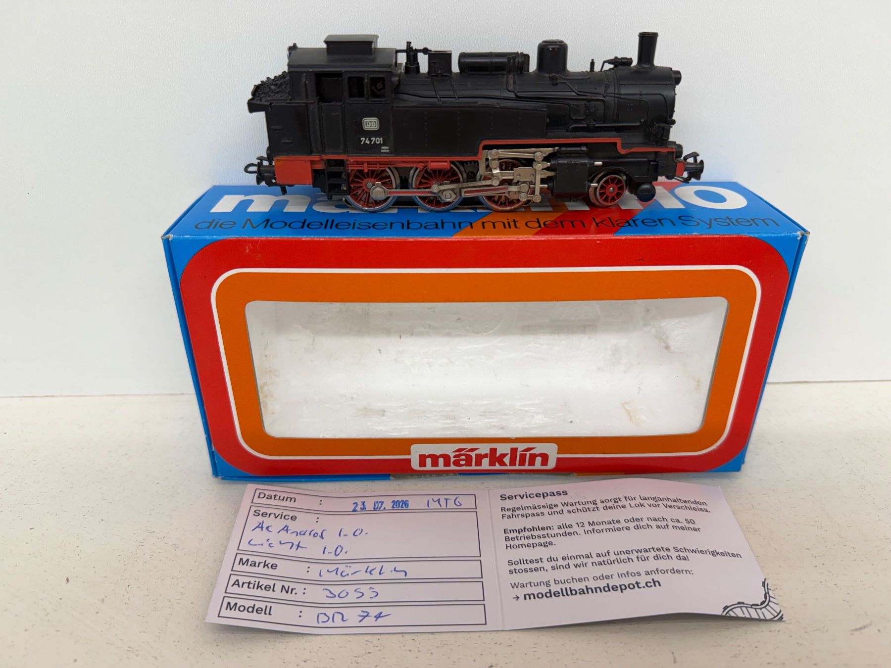 Märklin Modelleisenbahnen: 3095 Tenderlokomotive BR 74 der DB – Gebraucht aus Büsserach von ModellbahnDepot 1