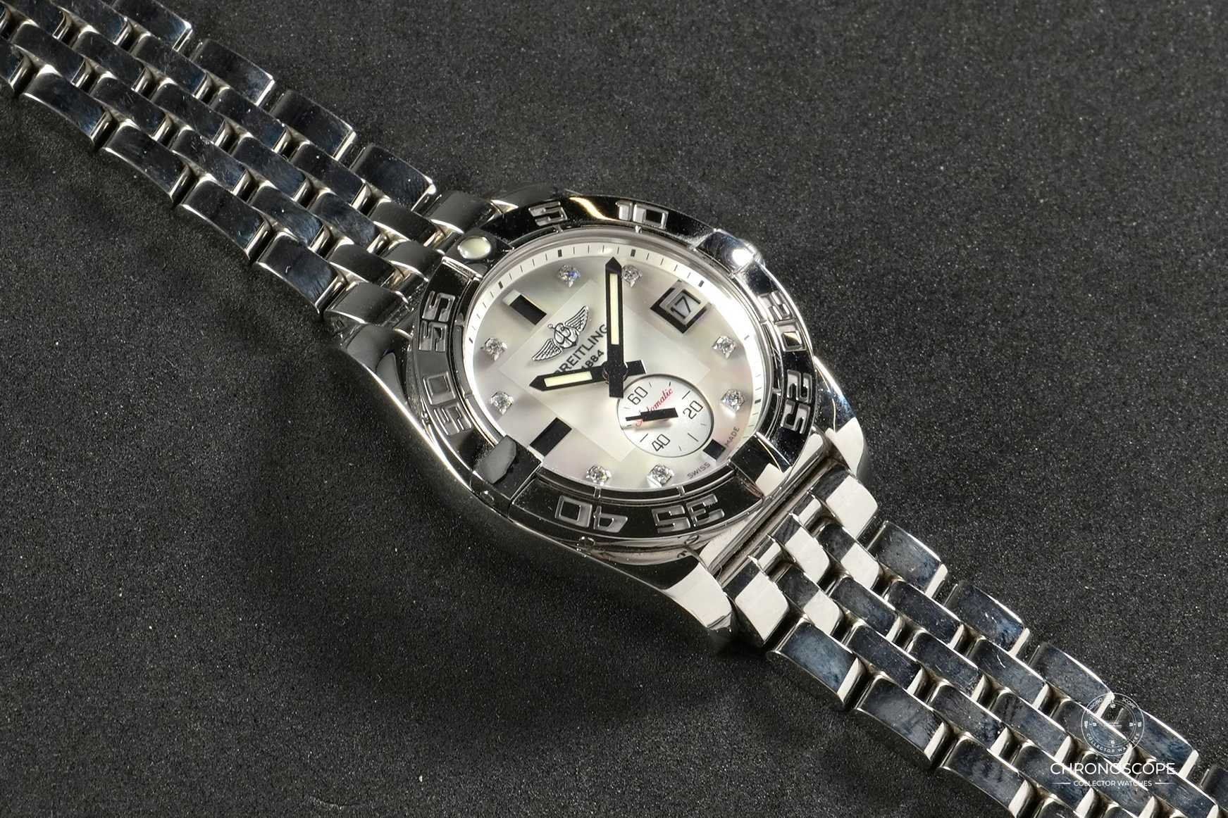 Breitling Orologi: Breitling Galactic ref. A3733012 factory set diamonds, full – Usato da Luzern venduto da ChronoScope6004 1