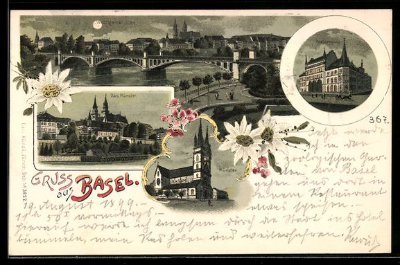 Cartoline postali: Basel, Ansicht vom Münster, Wettsteinbr – Usato da Berlin venduto da bartko-reher
