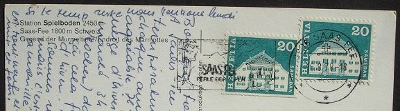 Cartoline postali: SAAS-FEE Station Spielboden – Usato da Jona venduto da philajona 1