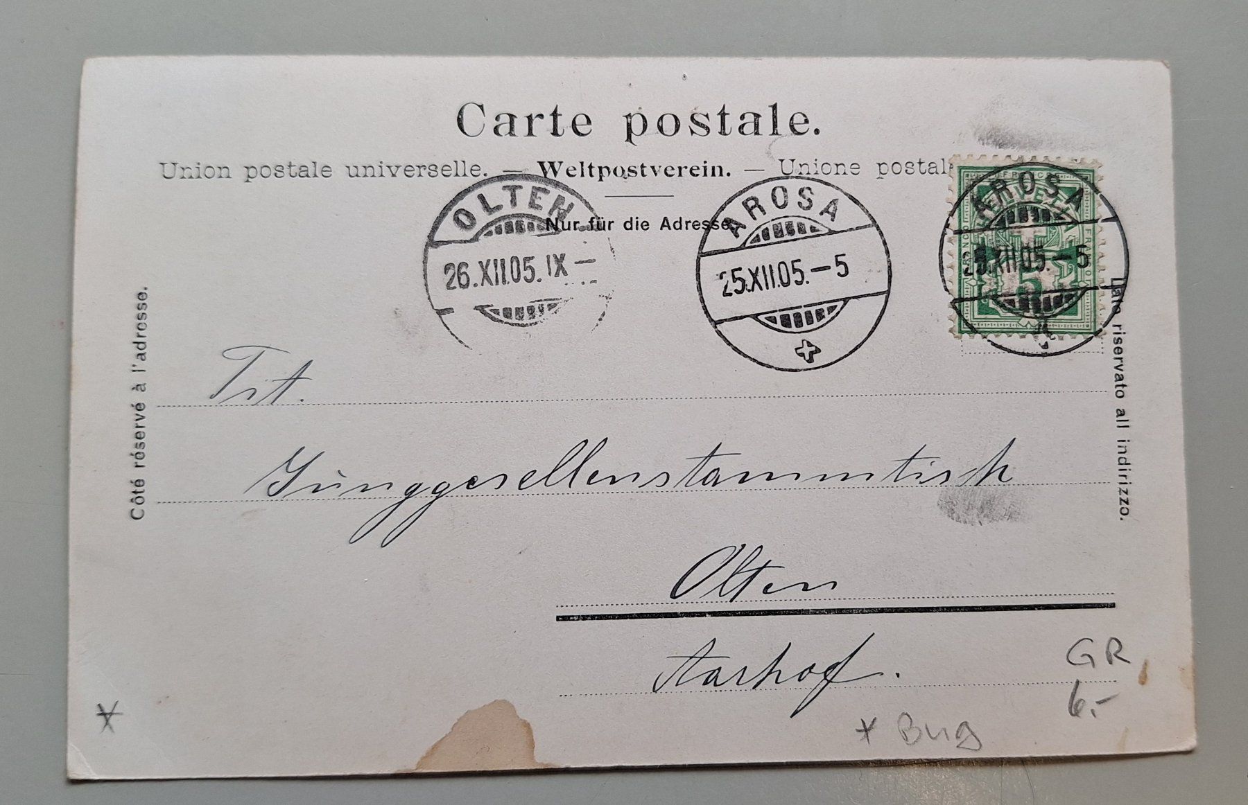 Cartoline postali: AK CP Arosa Winter alte Häuser 1905 GR – Usato da Gurtnellen venduto da Stonevalley007 3