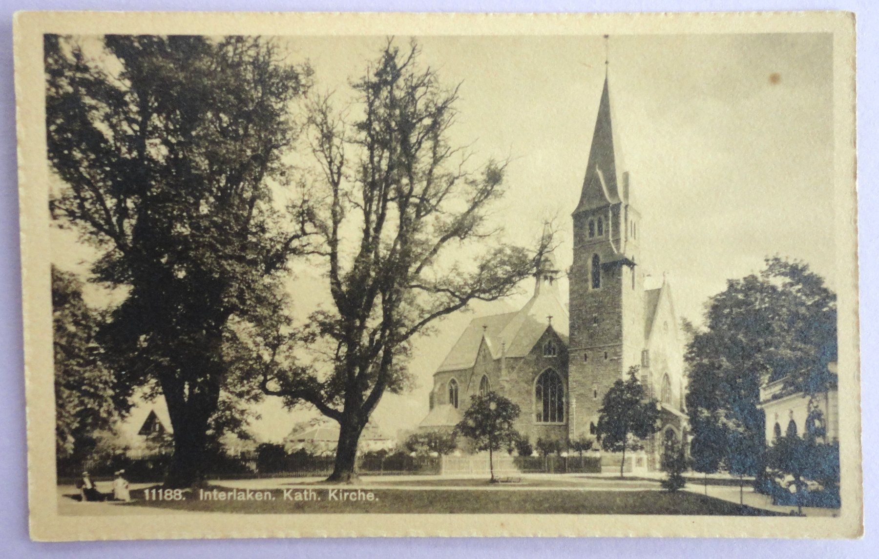 Ansichtskarten: Interlaken, Kath. Kirche – Gebraucht aus Fétigny von Billy2miny