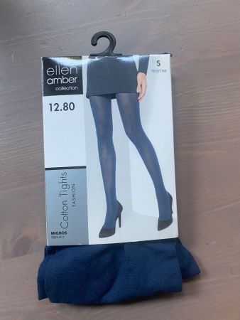 Collant cotton tights opaque S neuf couleur marine