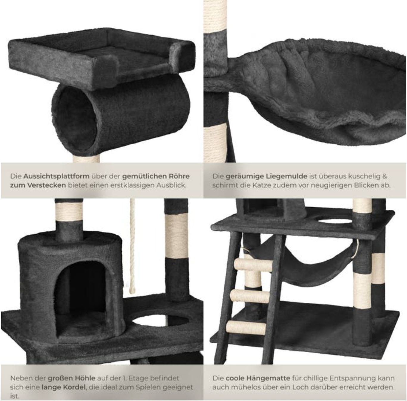 Tiragraffi: Kratzbaum Stokeley 141cm schwarz - Gratis Versand – Nuovo e nell'imballaggio originale da Kleinwangen venduto da meinwarenkorb.ch 3