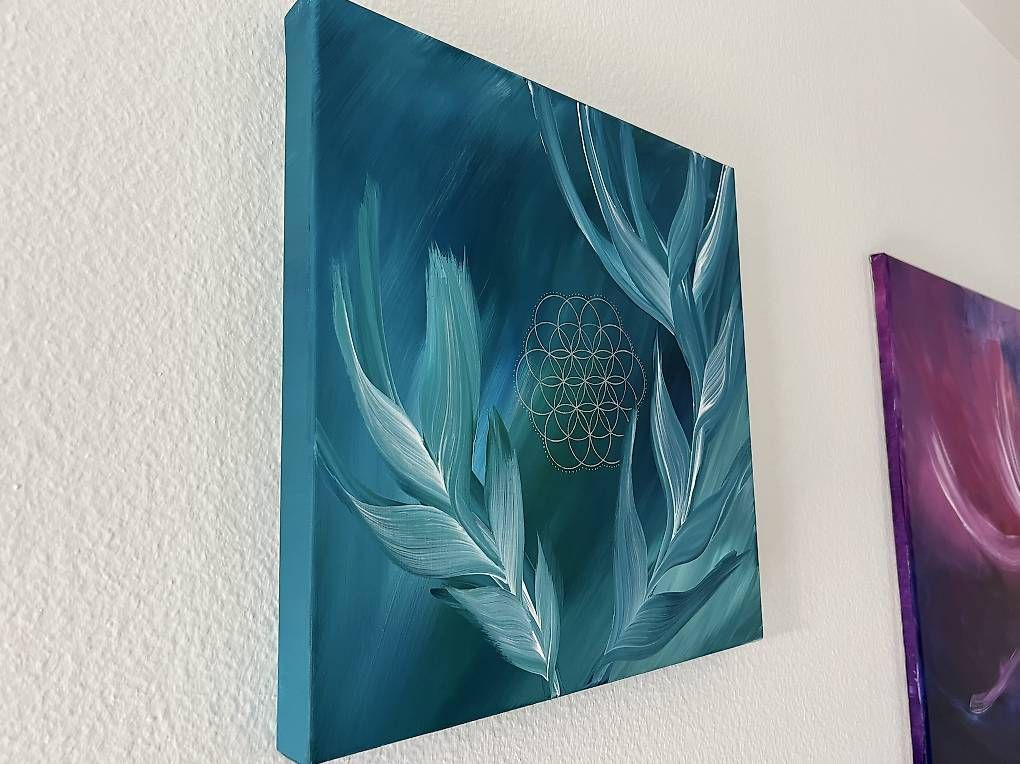 Dipinti: 40x40cm Bild grünblau "Essenz" – Nuovo e nell'imballaggio originale da Urdorf venduto da manuela4 4