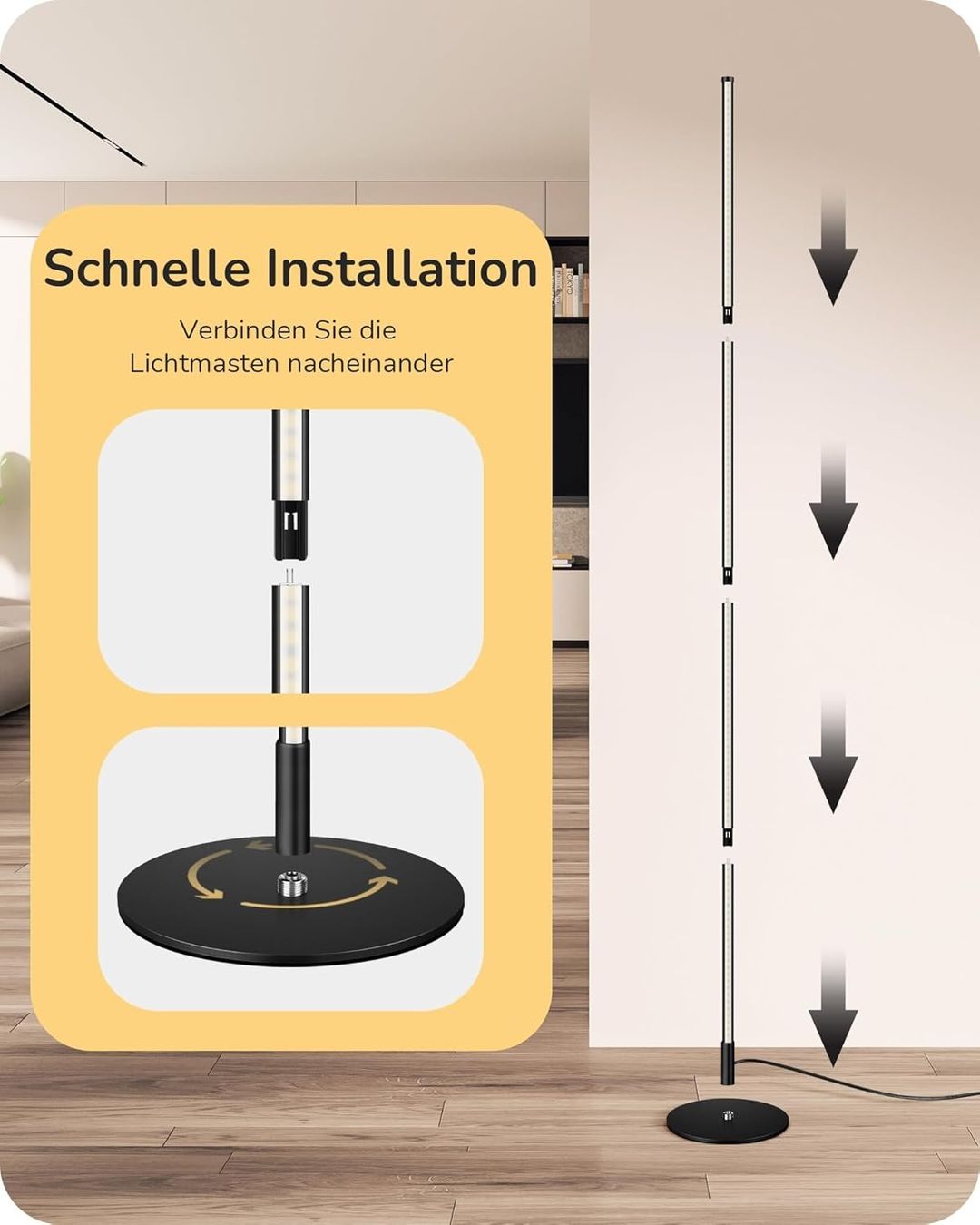 Lampade: LED Stehlampe 2er Set dimmbar 146 cm schwarz – Nuovo e nell'imballaggio originale da Dietikon venduto da Abverkauf10 6