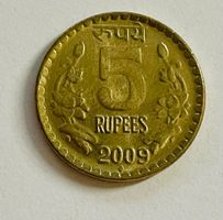 Indische Rupie 5 Rupees Münze aus 2009, Top Zustand! XF-40