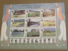 Briefmarken "Berühmte Golfplätze der Welt" aus Nevis!