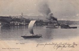 AK Thalwil ZH (nach Romanshorn TG) 1907, Dampfschiff !