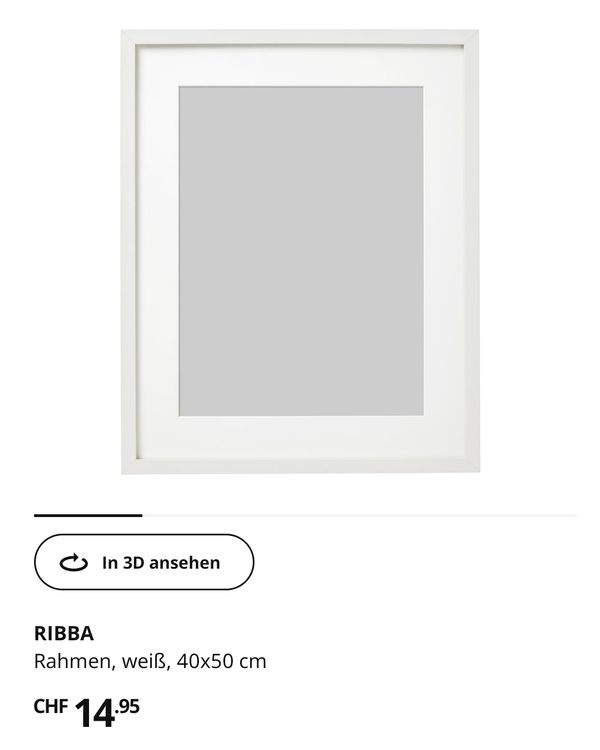 IKEA Ribba Bilderrahmen, neu (Gebraucht) in Zürich für CHF 10 – nur ...
