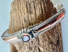 Vintage Armreif 925 Silber Rosé teilvergoldet mit Granat