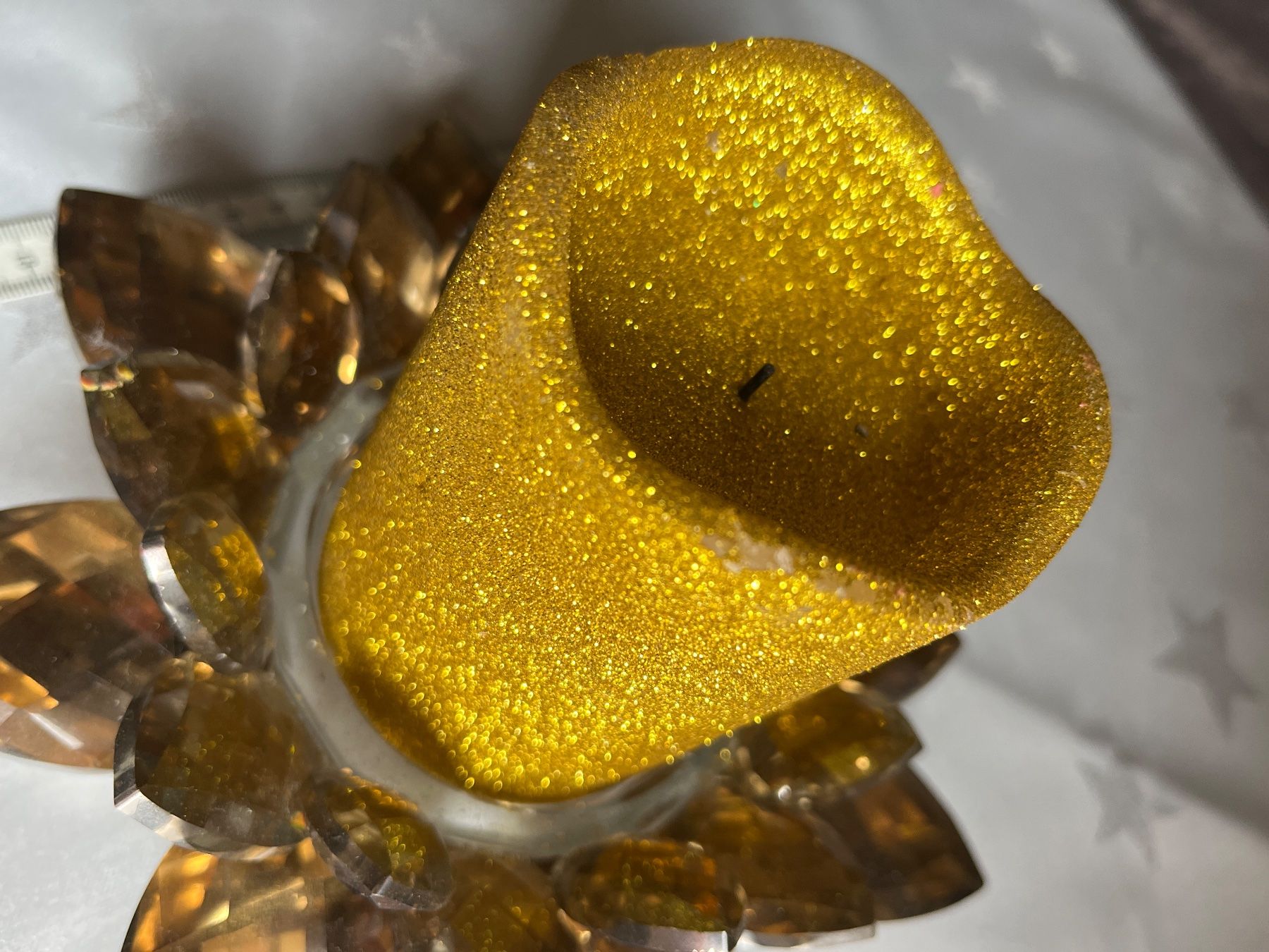 Kerzenständer: Kerzenständer Kristall mit LED Kerze Gold – Gebraucht aus Zürich von becca0041 3