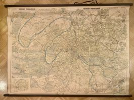 Seltene XXL Schulwandkarte Paris – Cartes Taride – um 1925