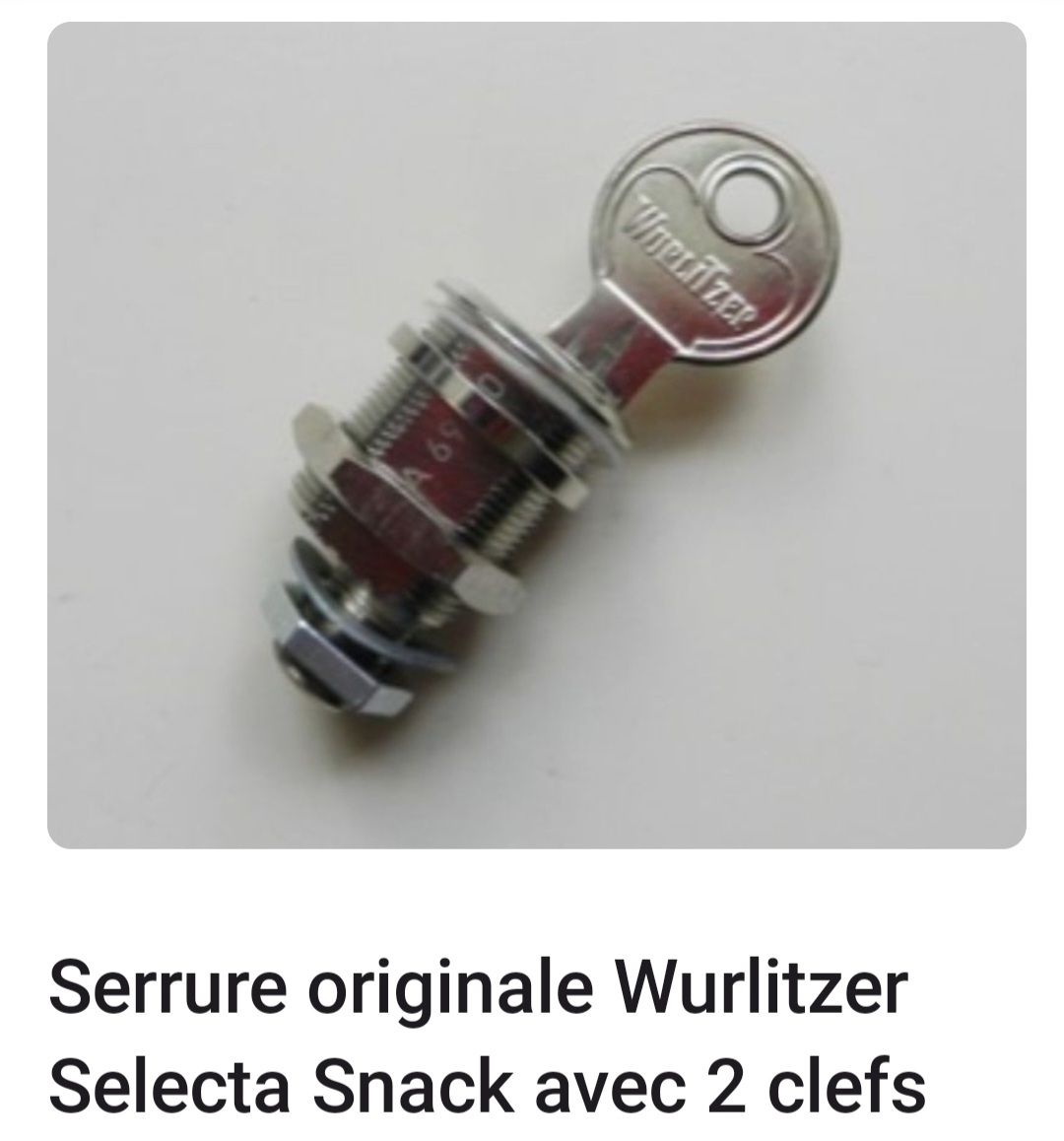 Wurlitzer Altro per Gastronomia & Hotel: Serrure 2 clefs Distributeur automatique Wurlitzer Selecta  – Nuovo e nell'imballaggio originale da Chailly-Montreux venduto da PhilV
