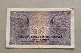 A.MUCHA BANKNOTE, 10KRONEN, TSCHECHOSLOWAKEI