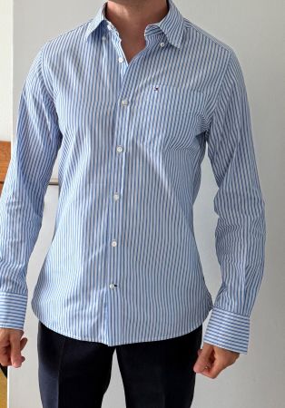 Tommy Hilfiger Hemd hellblau gestreift Gr. 14 xs
