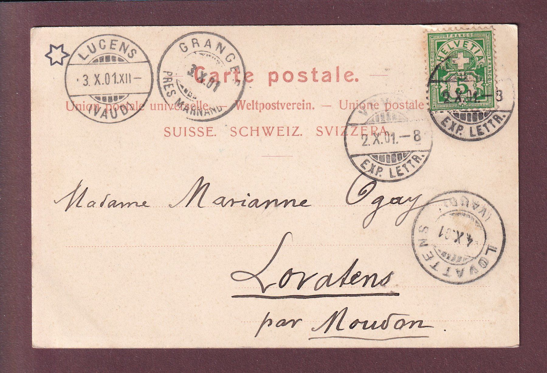 Cartoline postali: LUZERN - Pilatus - 1901 – Usato da Pully venduto da nicecards 1