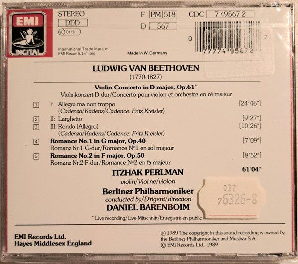 CD: live - Daniel Barenboim, Itzhak Perlman, Berliner Philharmo. – Usato da Unterbäch venduto da boolic 1
