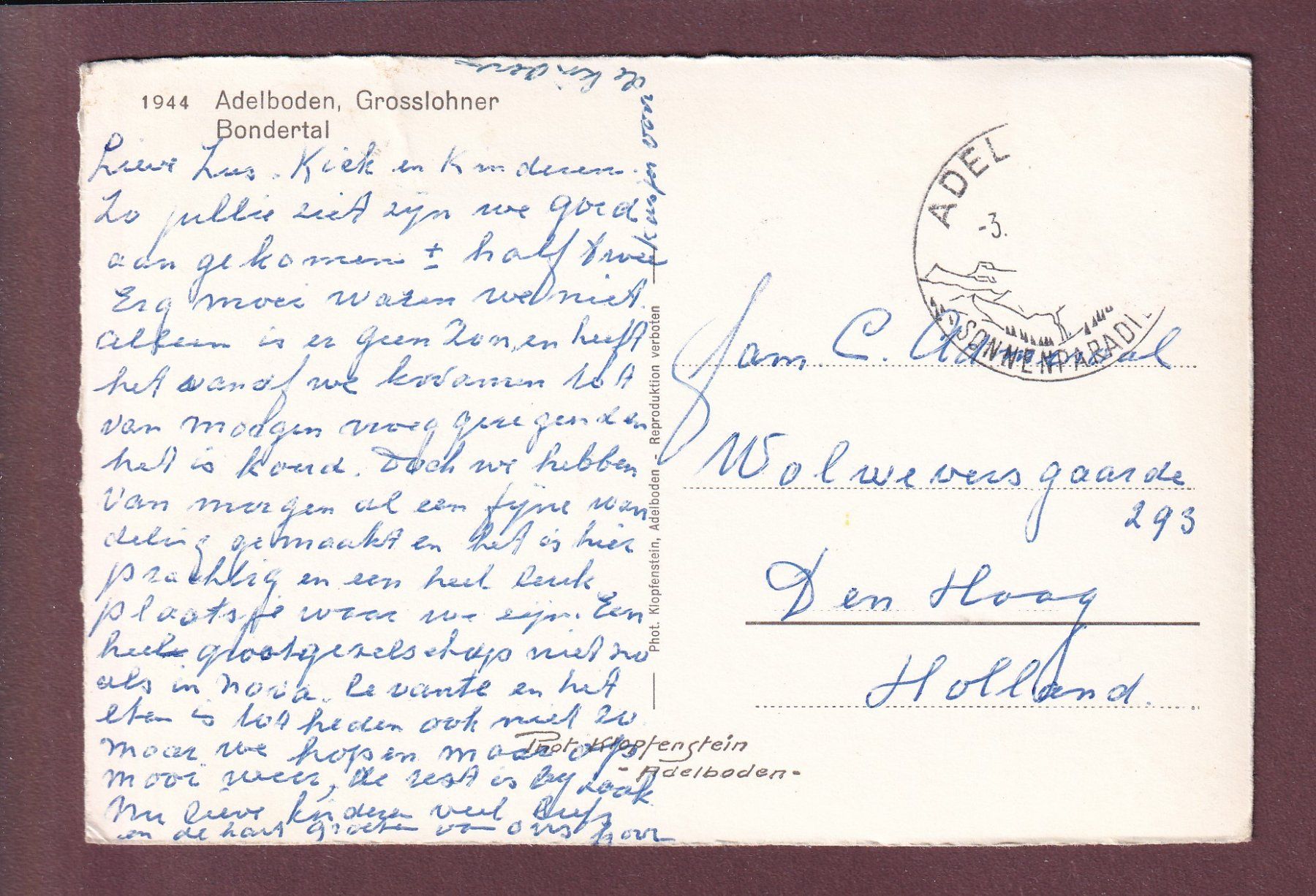 Cartoline postali: ADELBODEN - Grosslohner – Usato da Pully venduto da nicecards 1