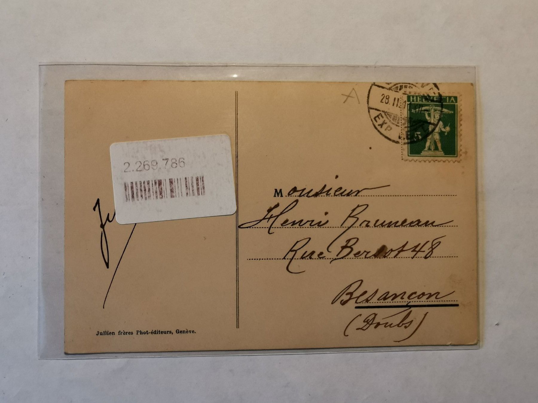 Ansichtskarten: CP Genève  - Hôtel des Postes 1910 – Gebraucht aus Pailly von jme99 1