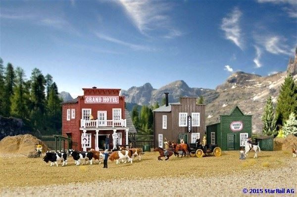 Kit H0 Kibri 38501 - Ensemble Hôtels Western Pour Train Miniature