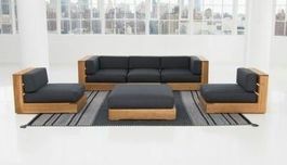 Gartengarnitur Outdoor Sitzgruppe Sofa Sessel Tisch Teakholz